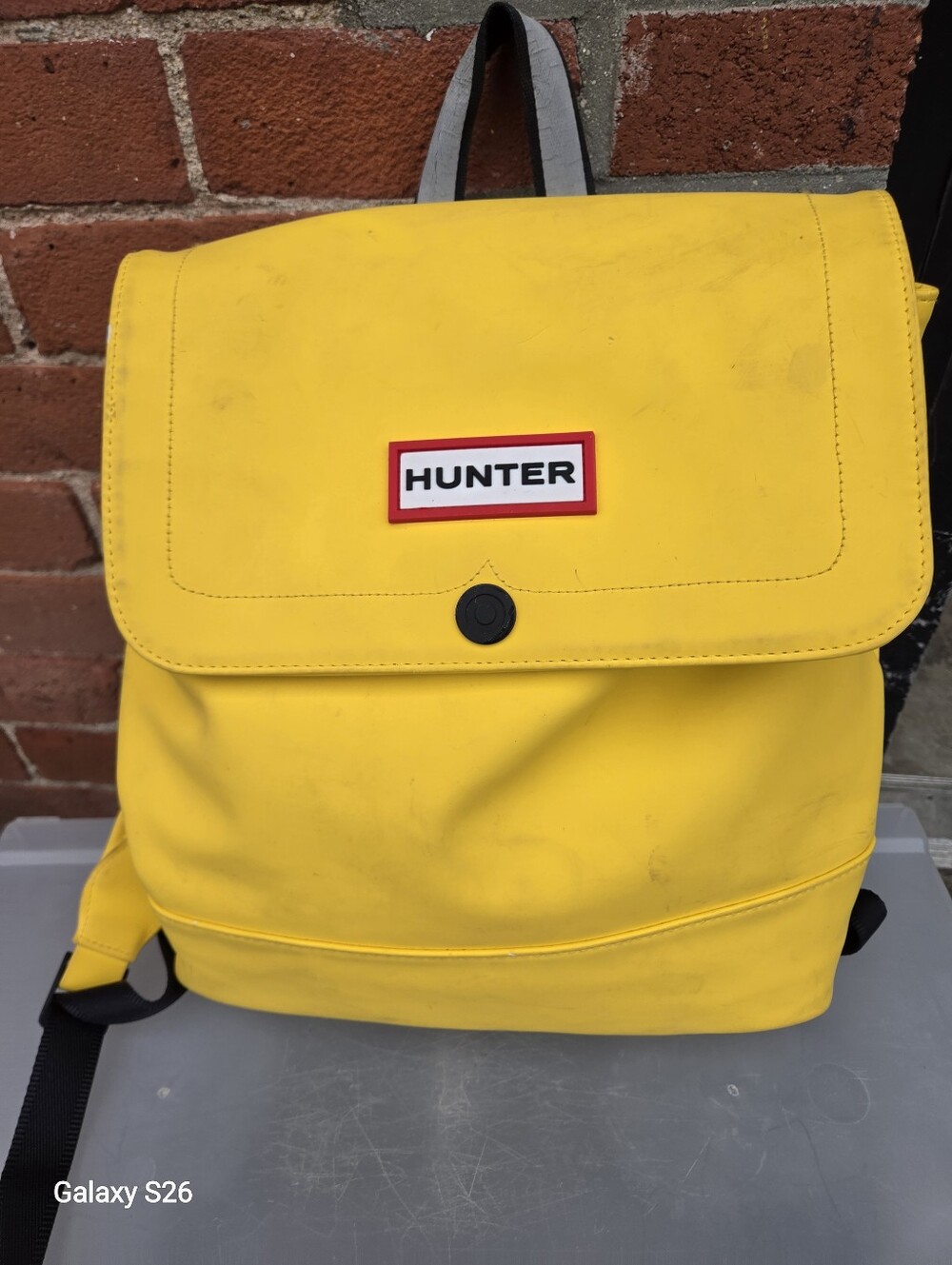 Hunter yellow backpack. ***Some Marks on surface***   Pre loved unisex.***Marks*